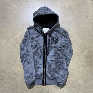 Billabong Hoodie Womens Medium Gray Floral Sherpa Lined Full Zip Sweatshirt